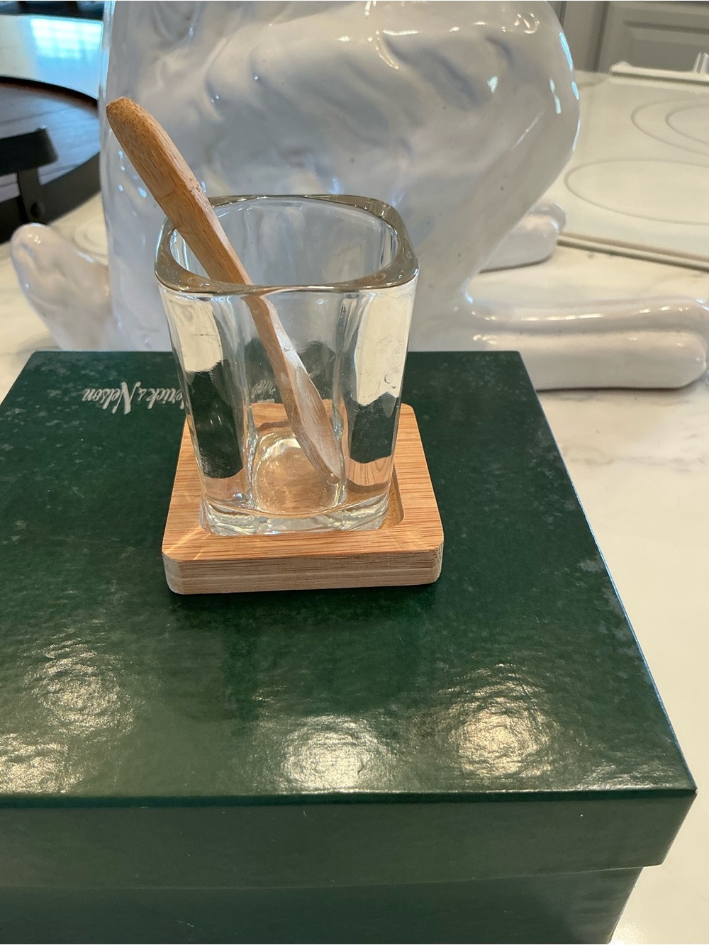 Wood & Glass Salt Cellar with Spoon - Natural Bamboo